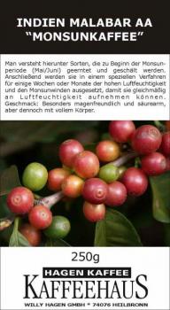 Hagenkaffee Indien Malabar Arabica `Monsunkaffee` Hagenkaffee Indien Malabar Arabica `Monsunkaffee`